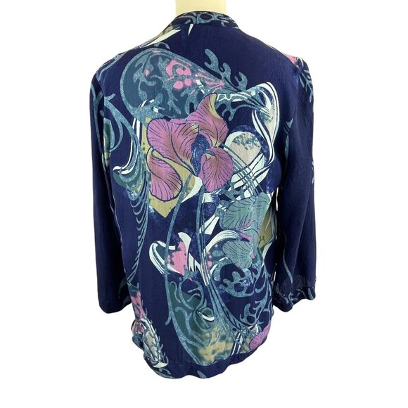 Citron Santa Monica Silk Open Front Kimono Women's Small Jacket Cardigan - Picture 3 of 9